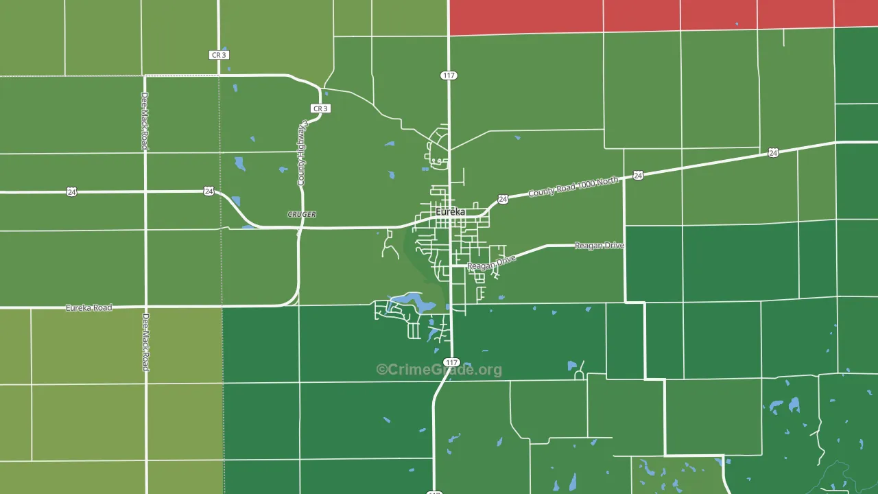 Eureka, IL Map of Vehicle Theft Rates