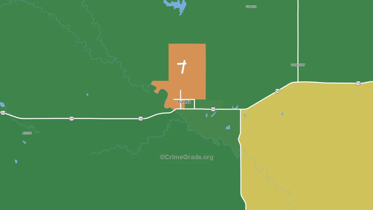 Eureka, KS Map of Vehicle Theft Rates