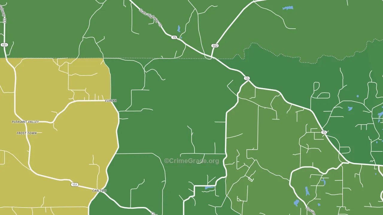 Eureka, LA Map of Vehicle Theft Rates