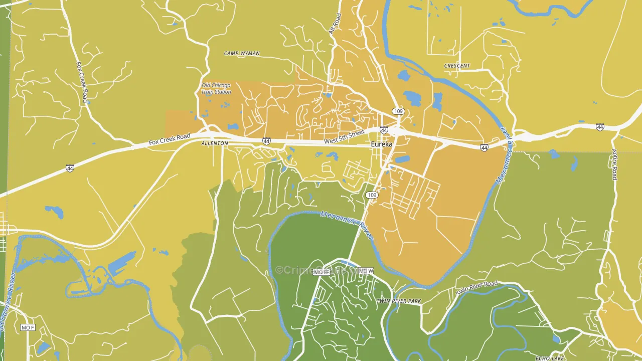 Eureka, MO Map of Vehicle Theft Rates