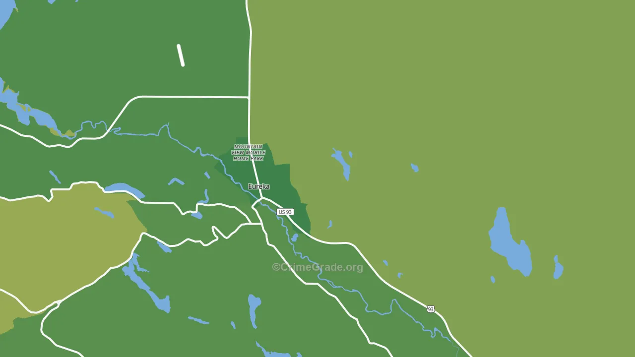 Eureka, MT Map of Vehicle Theft Rates