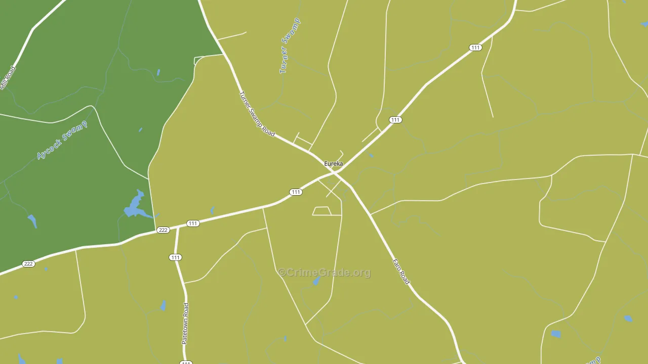Eureka, NC Map of Vehicle Theft Rates
