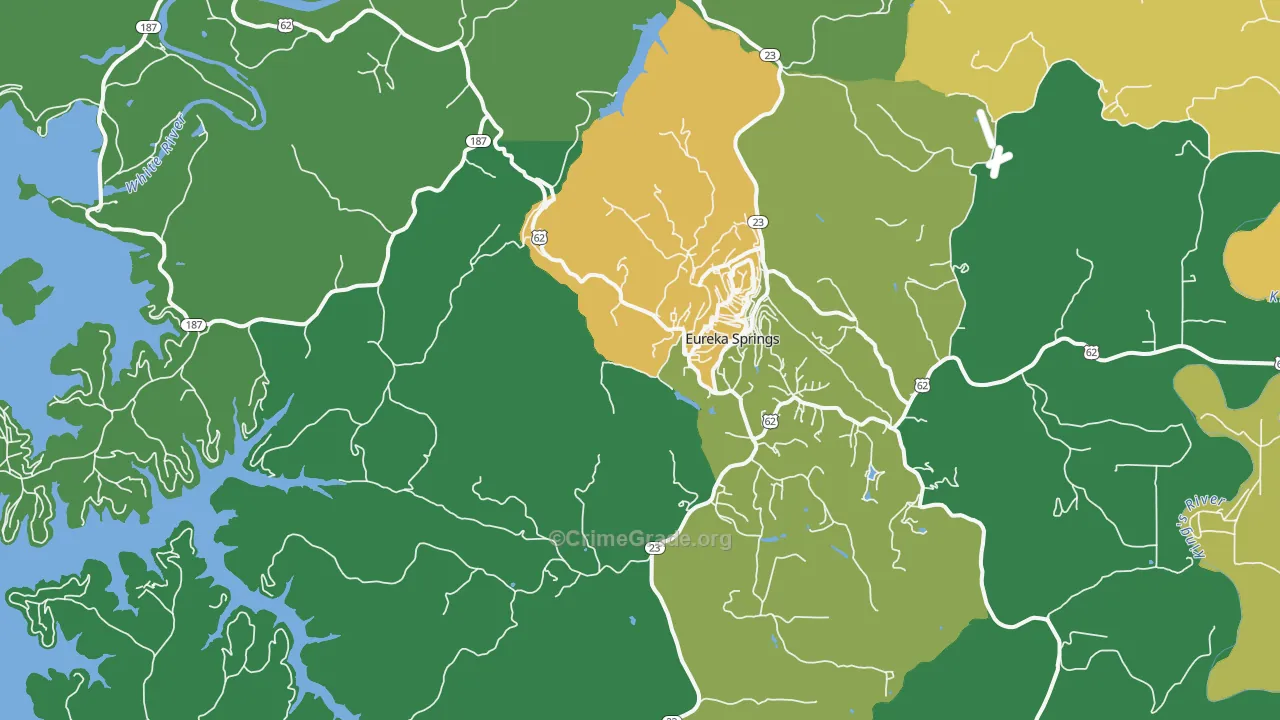 Eureka Springs, AR Map of Vehicle Theft Rates