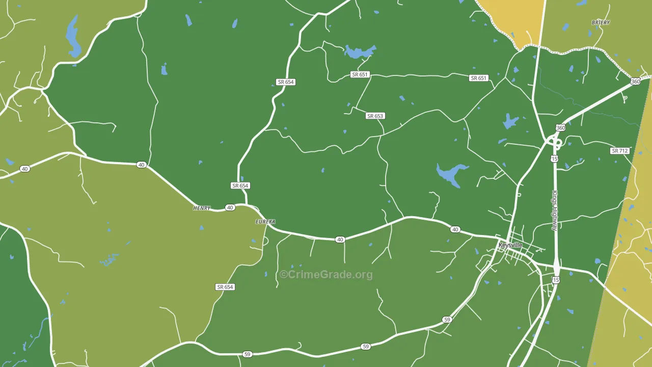 Eureka, VA Map of Vehicle Theft Rates
