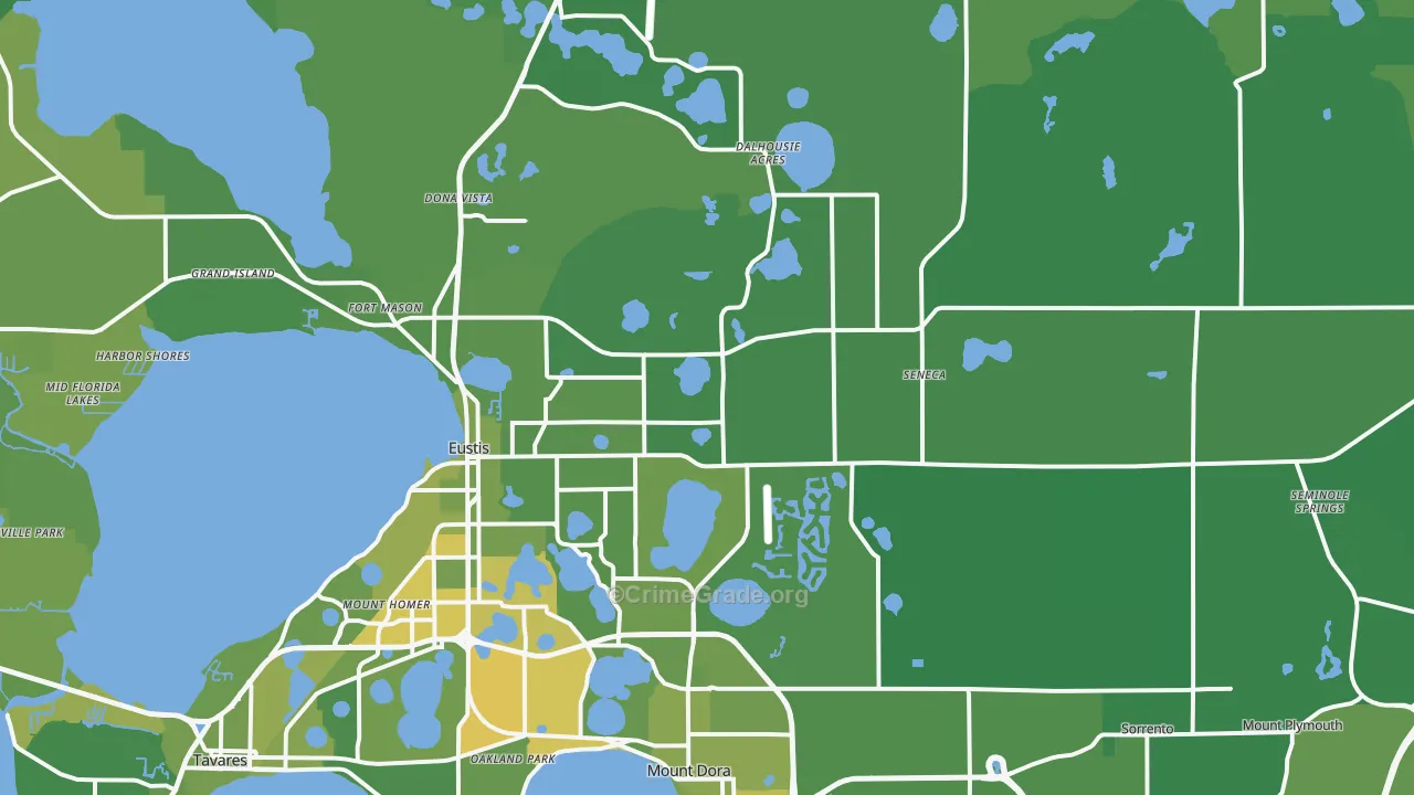 Eustis, FL Map of Vehicle Theft Rates
