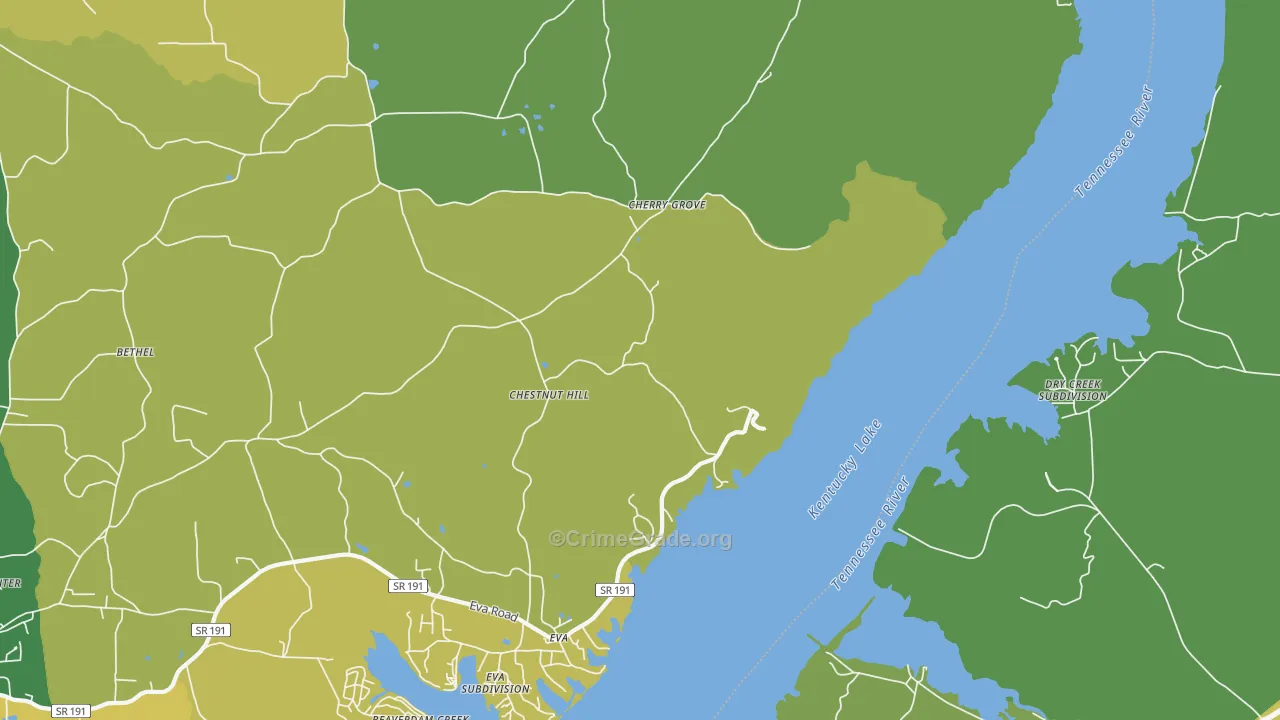 Eva, TN Map of Vehicle Theft Rates