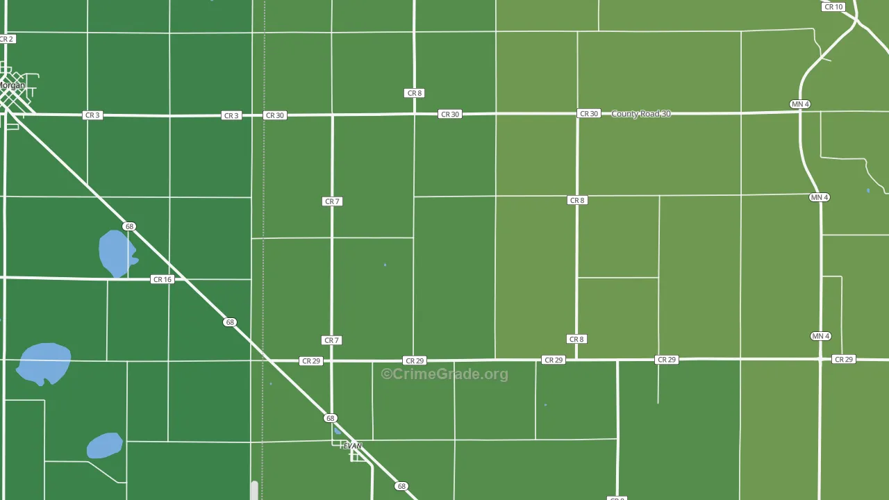 Evan, MN Map of Vehicle Theft Rates