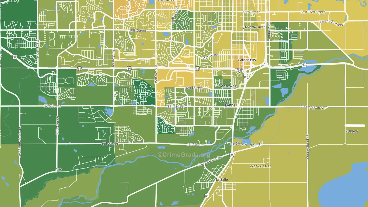 Evans, CO Map of Vehicle Theft Rates