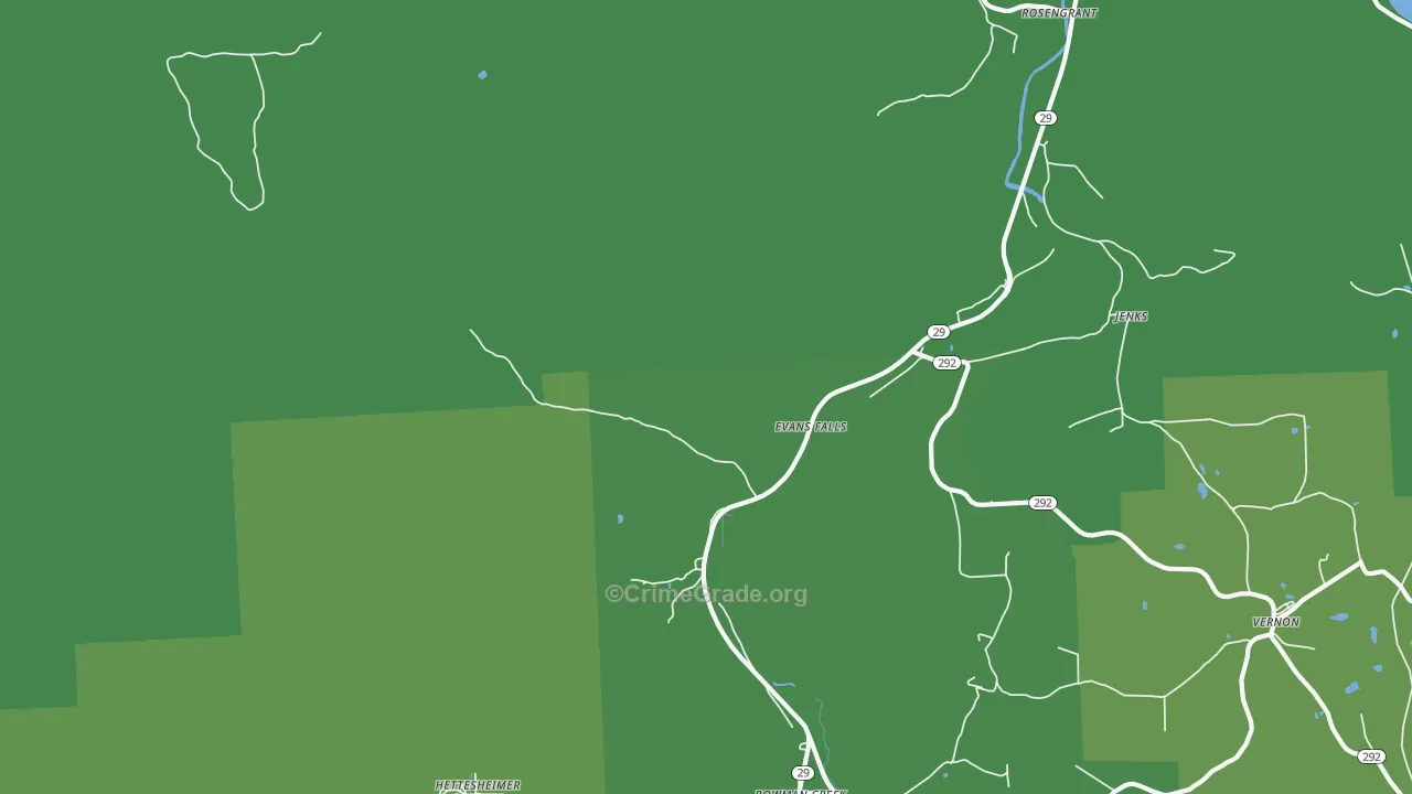 Evans Falls, PA Map of Vehicle Theft Rates