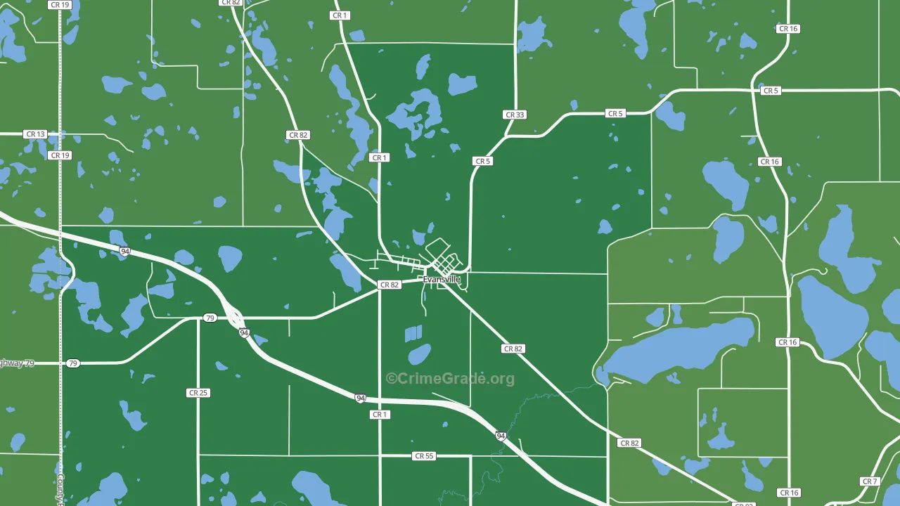 Evansville, MN Map of Vehicle Theft Rates