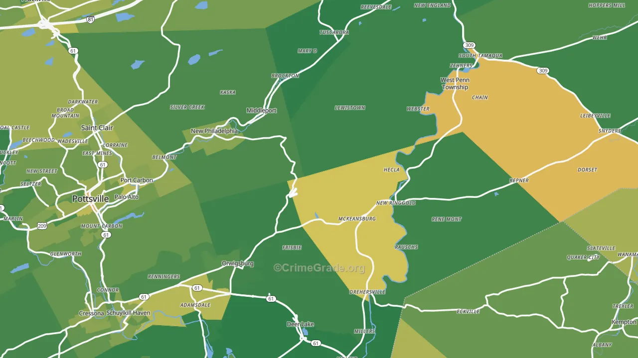 Evansville, PA Map of Vehicle Theft Rates