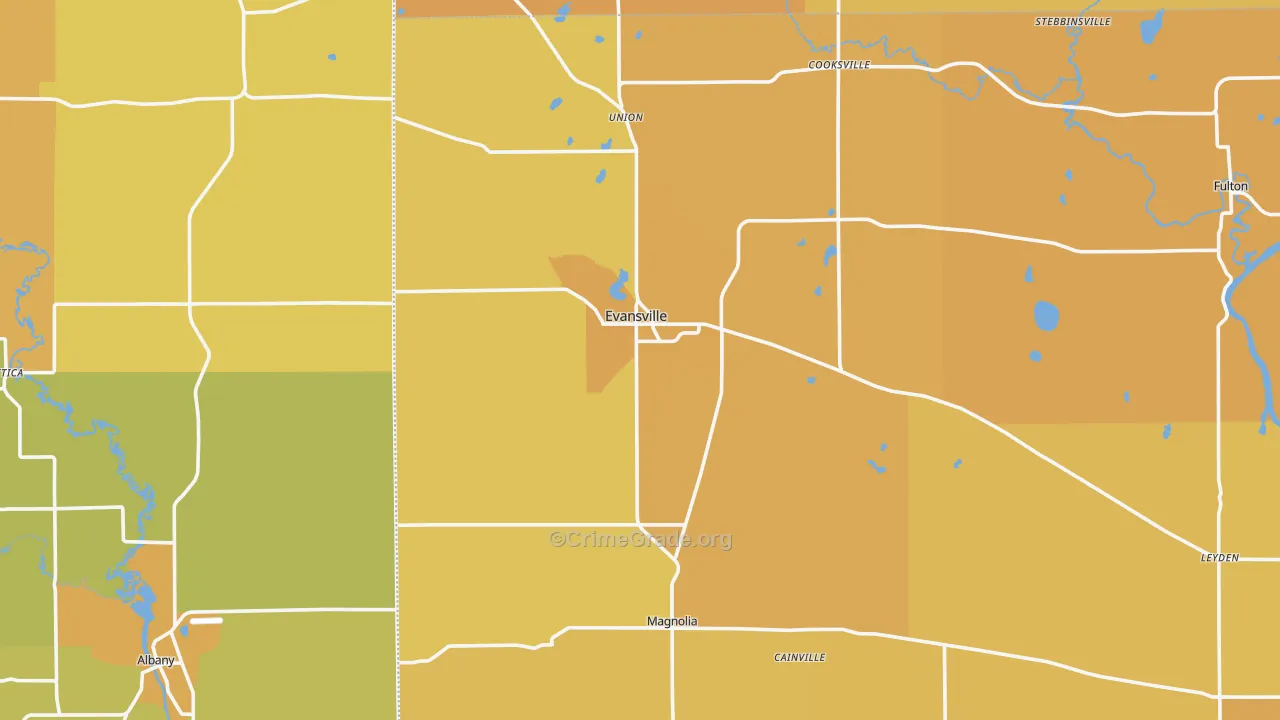 Evansville, WI Map of Vehicle Theft Rates
