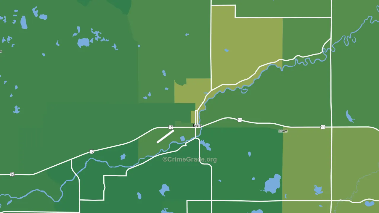 Evart, MI Map of Vehicle Theft Rates