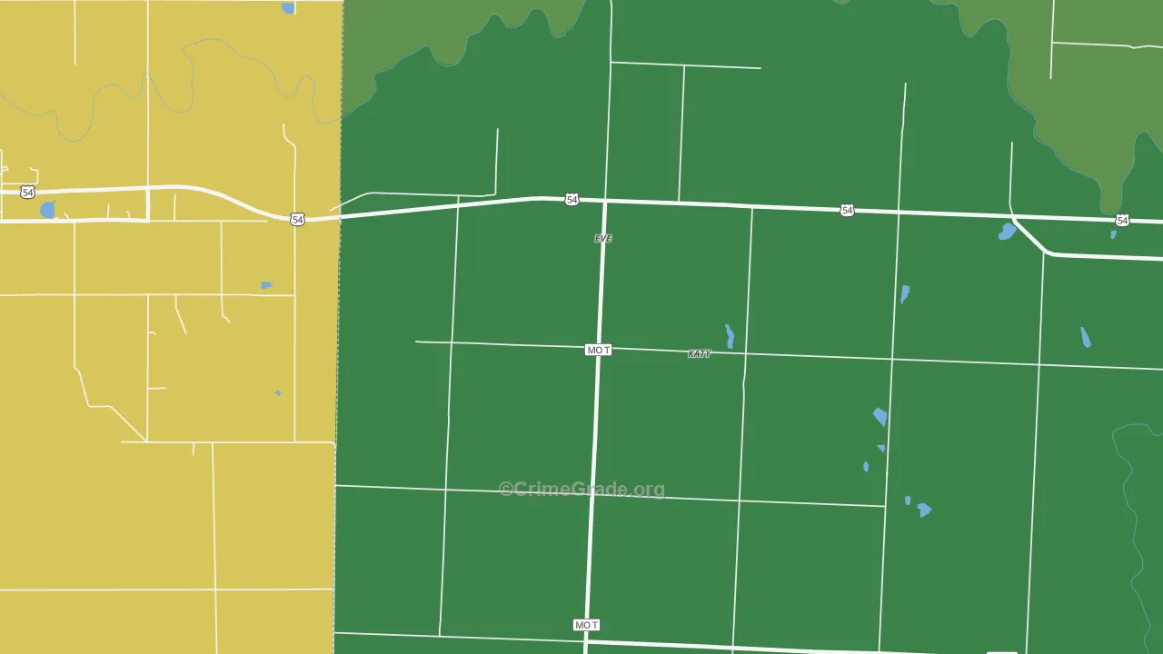 Eve, MO Map of Vehicle Theft Rates
