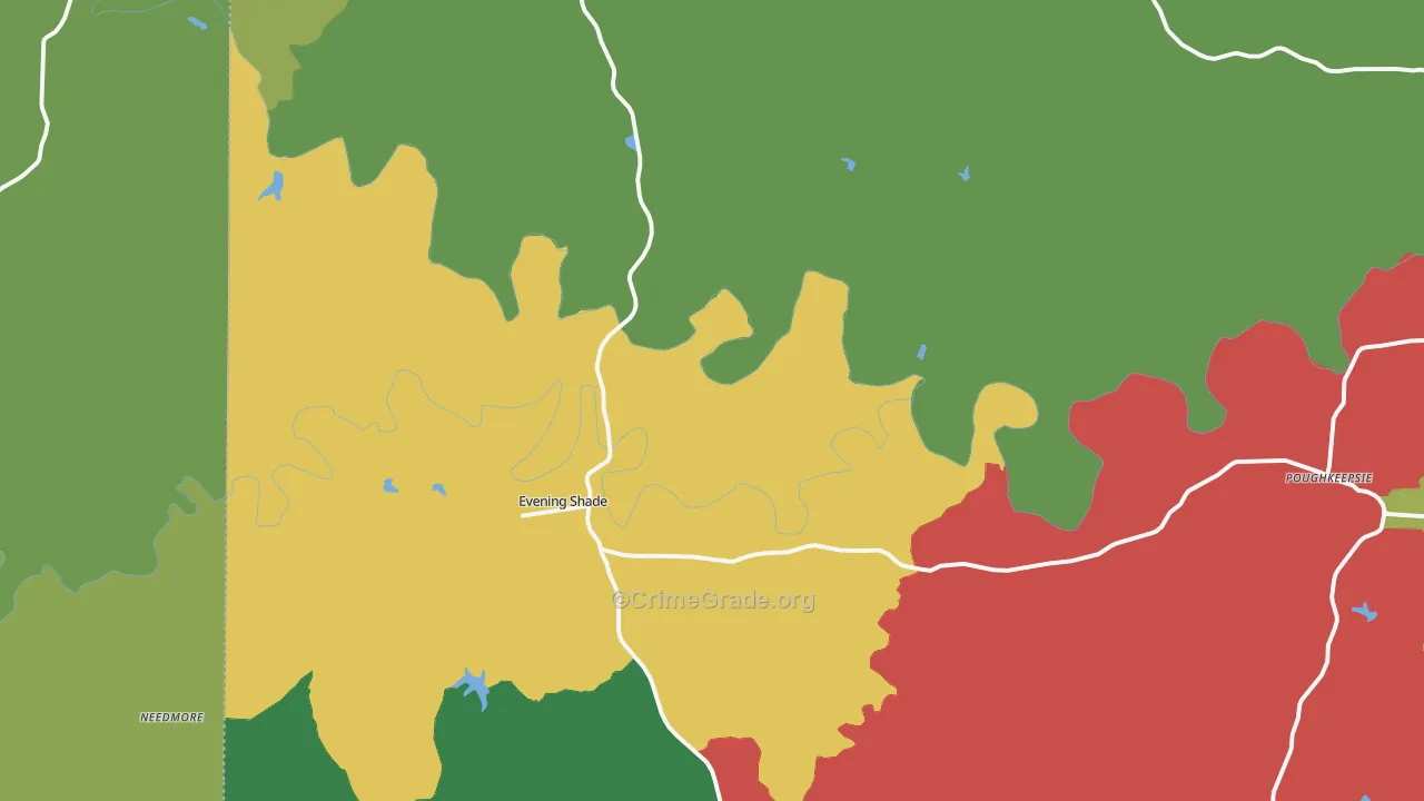 Evening Shade, AR Map of Vehicle Theft Rates