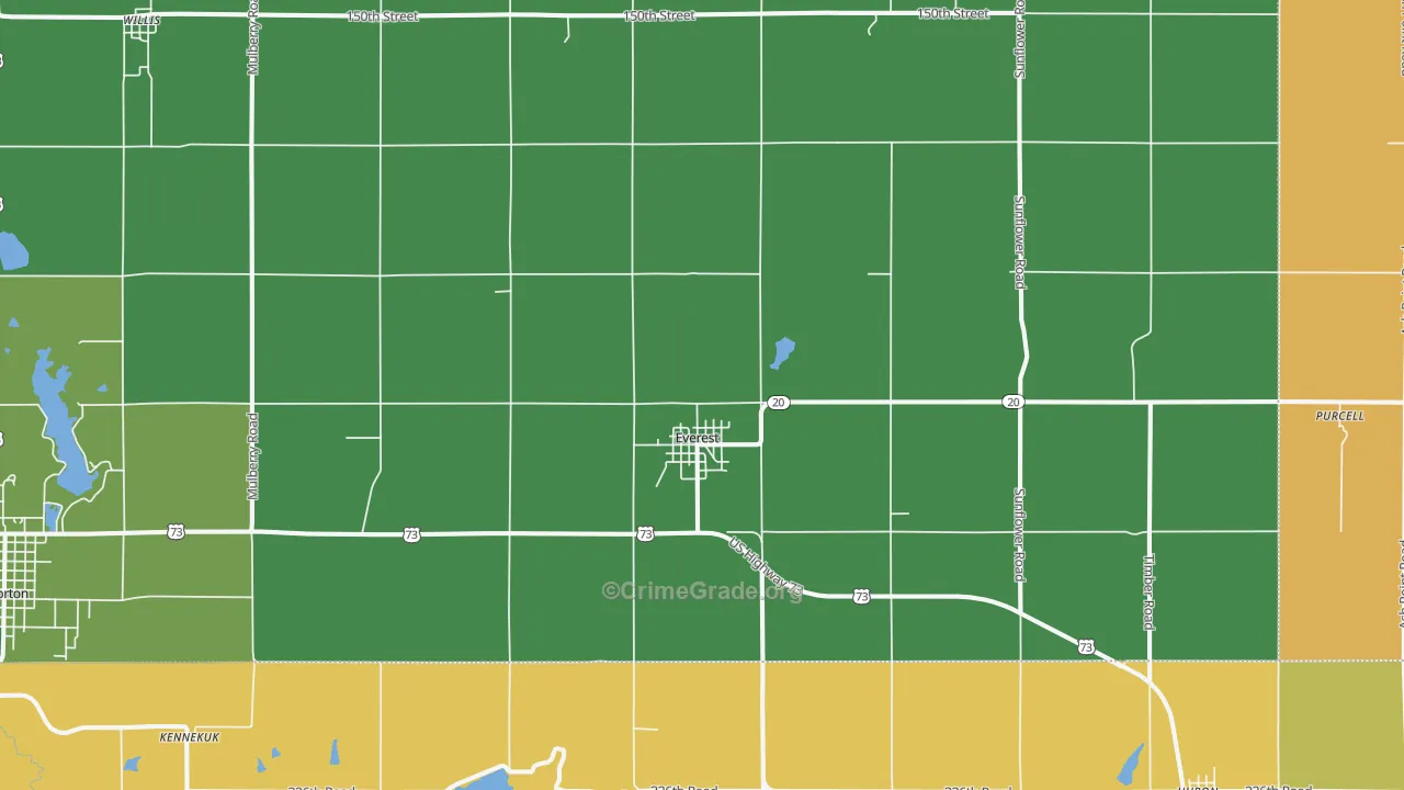 Everest, KS Map of Vehicle Theft Rates