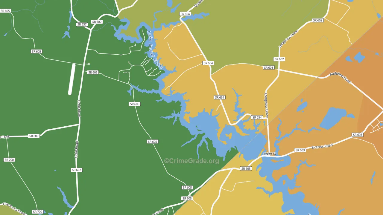 Everets, VA Map of Vehicle Theft Rates