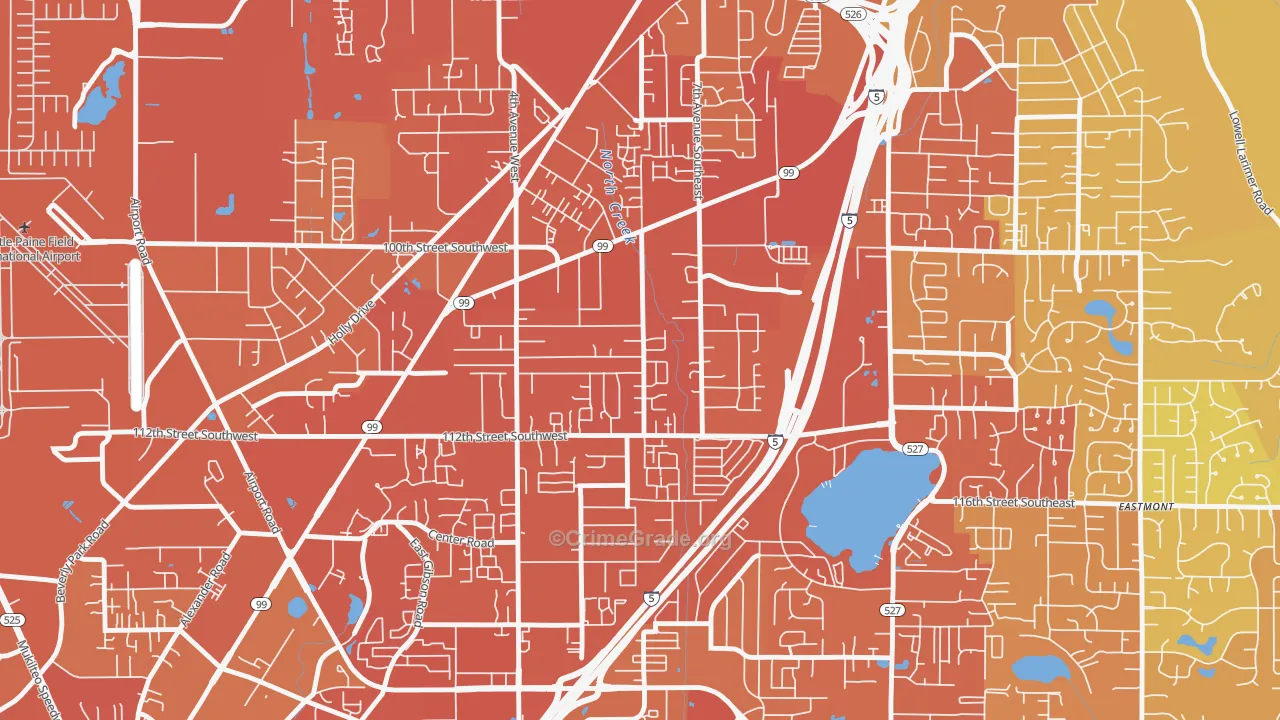 Everett Mall South, Everett, WA Map of Vehicle Theft Rates