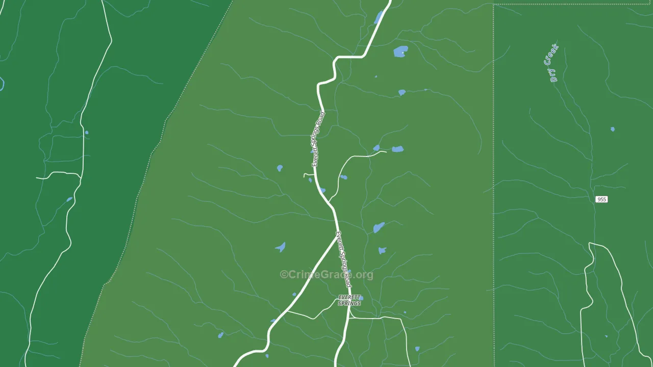 Everett Springs, GA Map of Vehicle Theft Rates