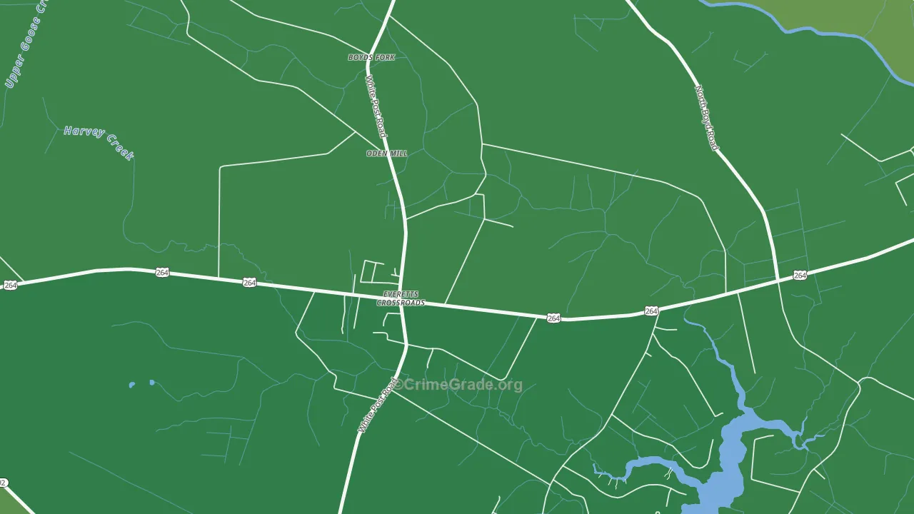 Everetts Crossroads, NC Map of Vehicle Theft Rates