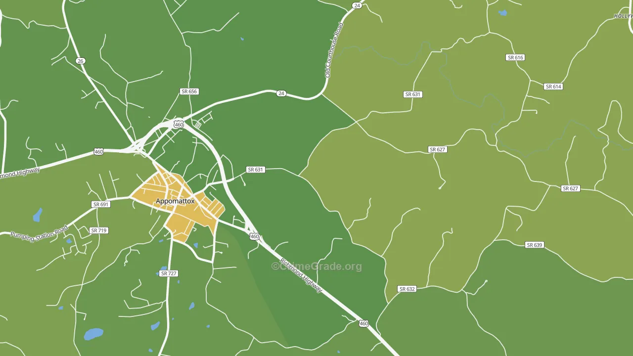 Evergreen, VA Map of Vehicle Theft Rates