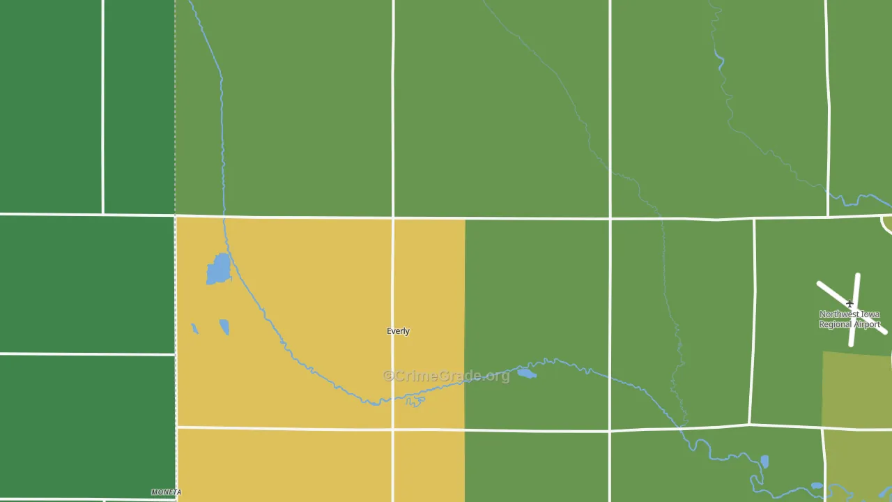 Everly, IA Map of Vehicle Theft Rates