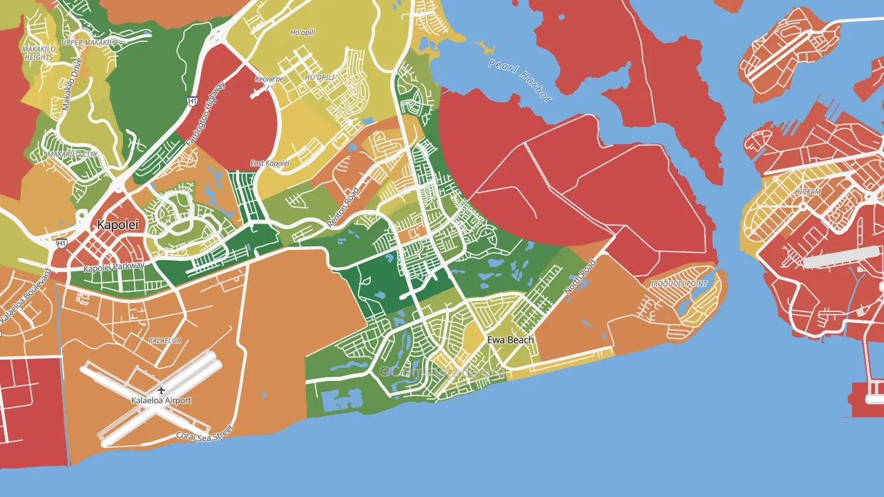 Ewa, Ewa Beach, HI Map of Vehicle Theft Rates
