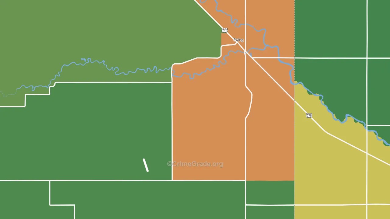 Ewing, NE Map of Vehicle Theft Rates