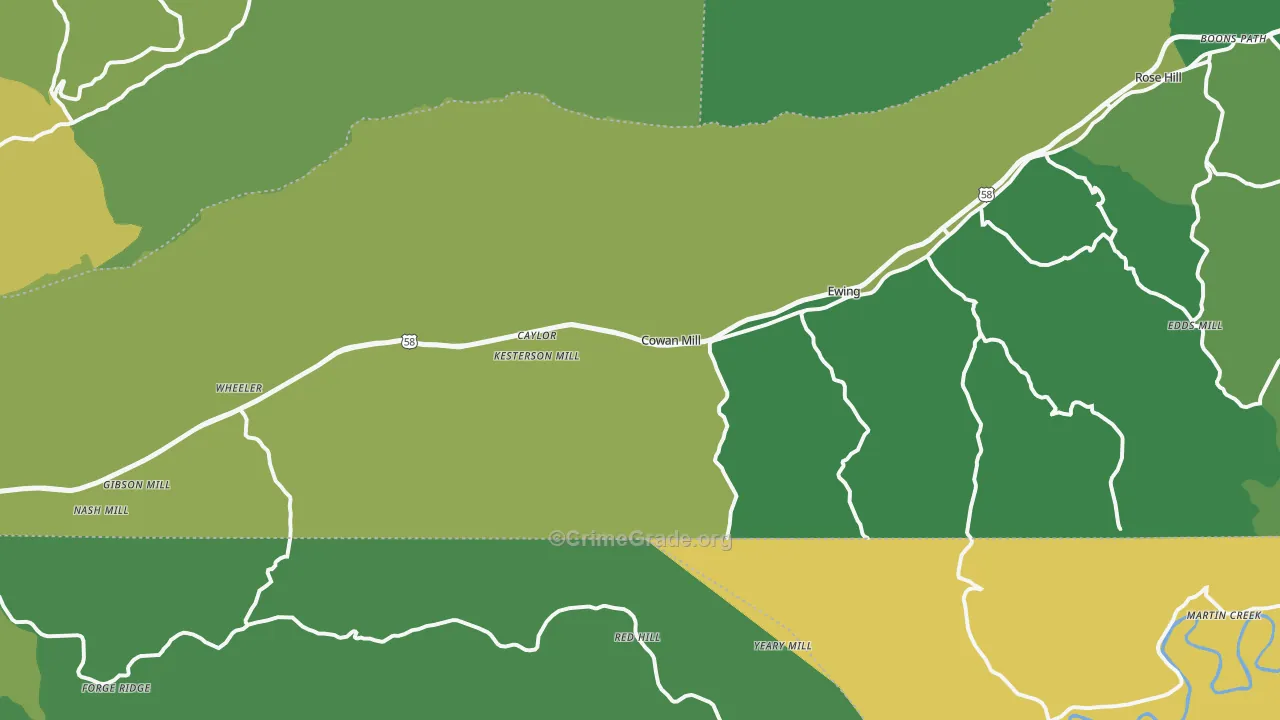 Ewing, VA Map of Vehicle Theft Rates