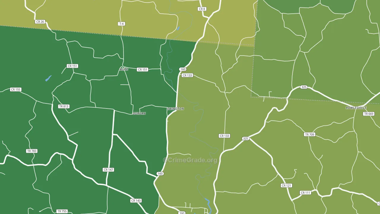 Ewington, OH Map of Vehicle Theft Rates