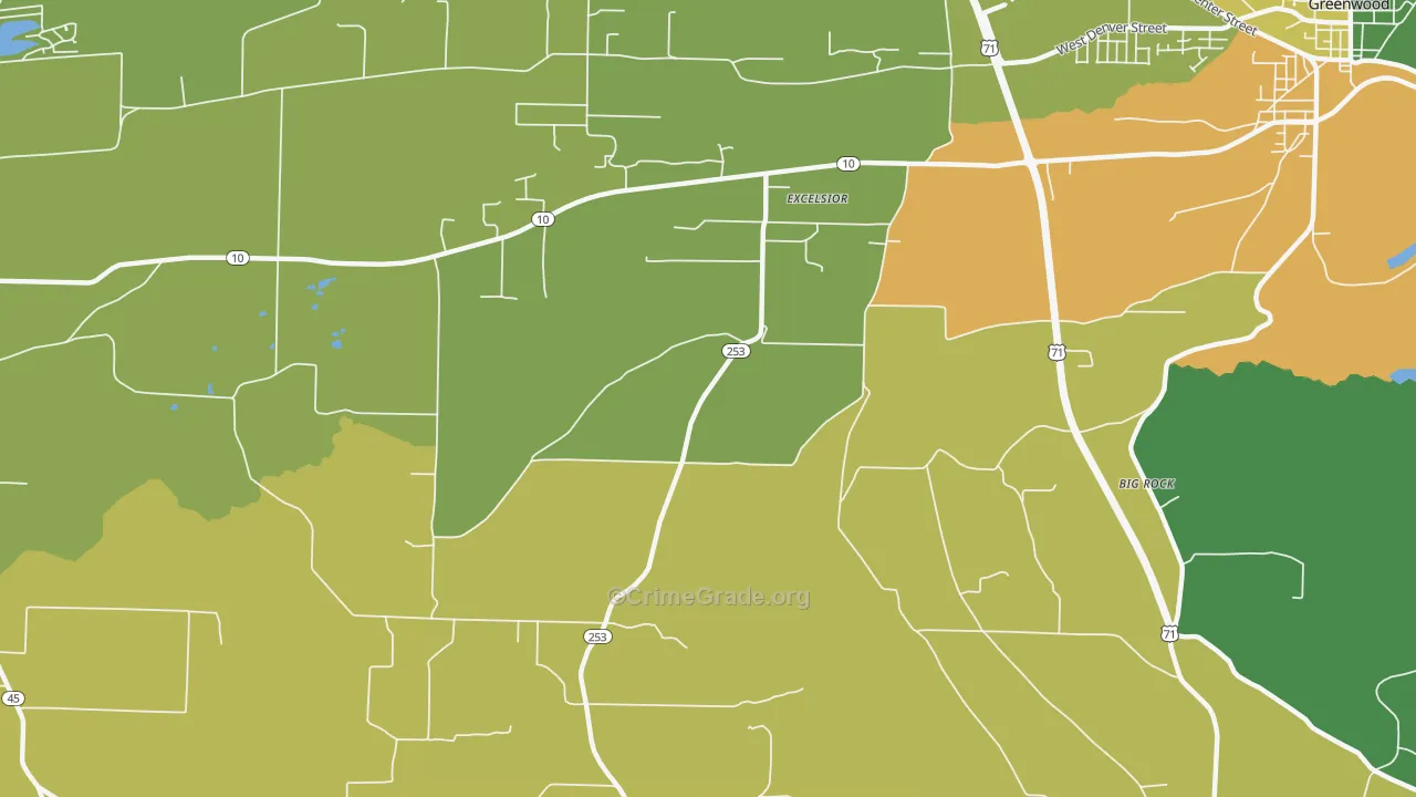 Excelsior, AR Map of Vehicle Theft Rates