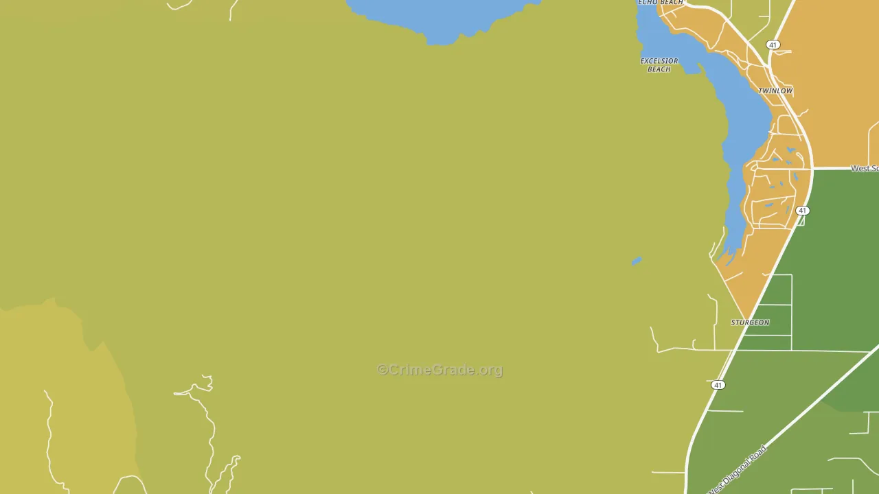 Excelsior Beach, ID Map of Vehicle Theft Rates