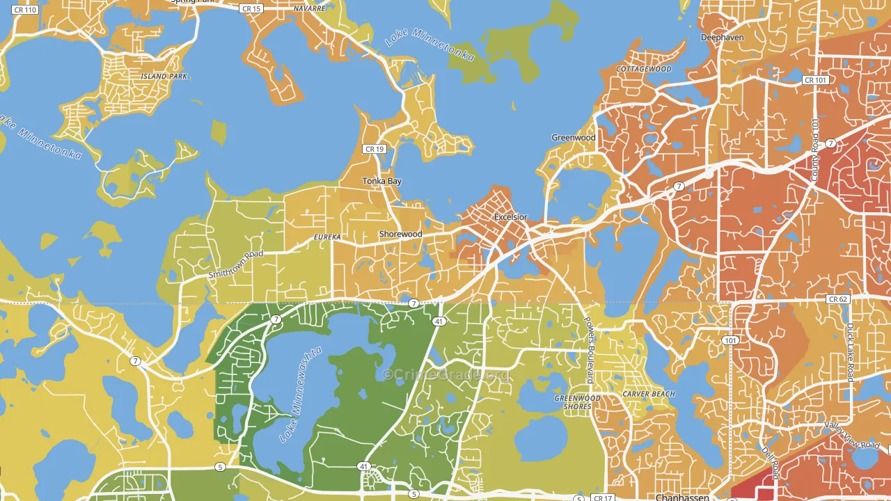 Excelsior, MN Map of Vehicle Theft Rates