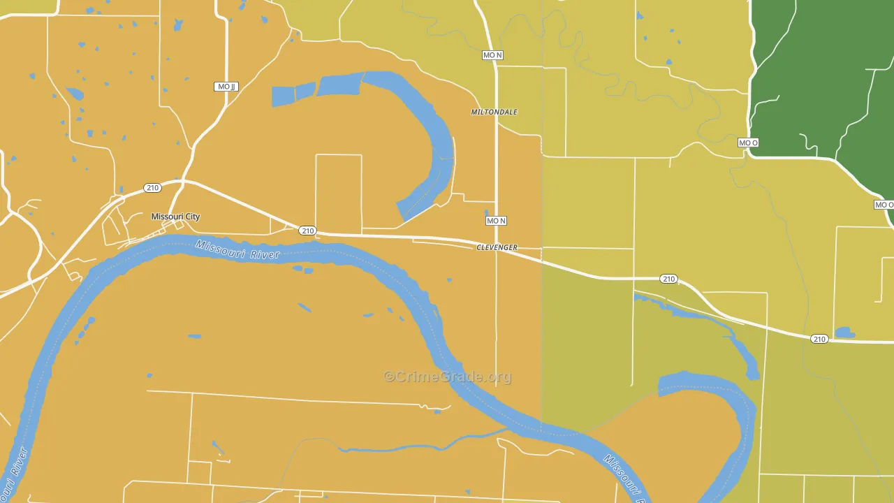 Excelsior Springs Junction, MO Map of Vehicle Theft Rates