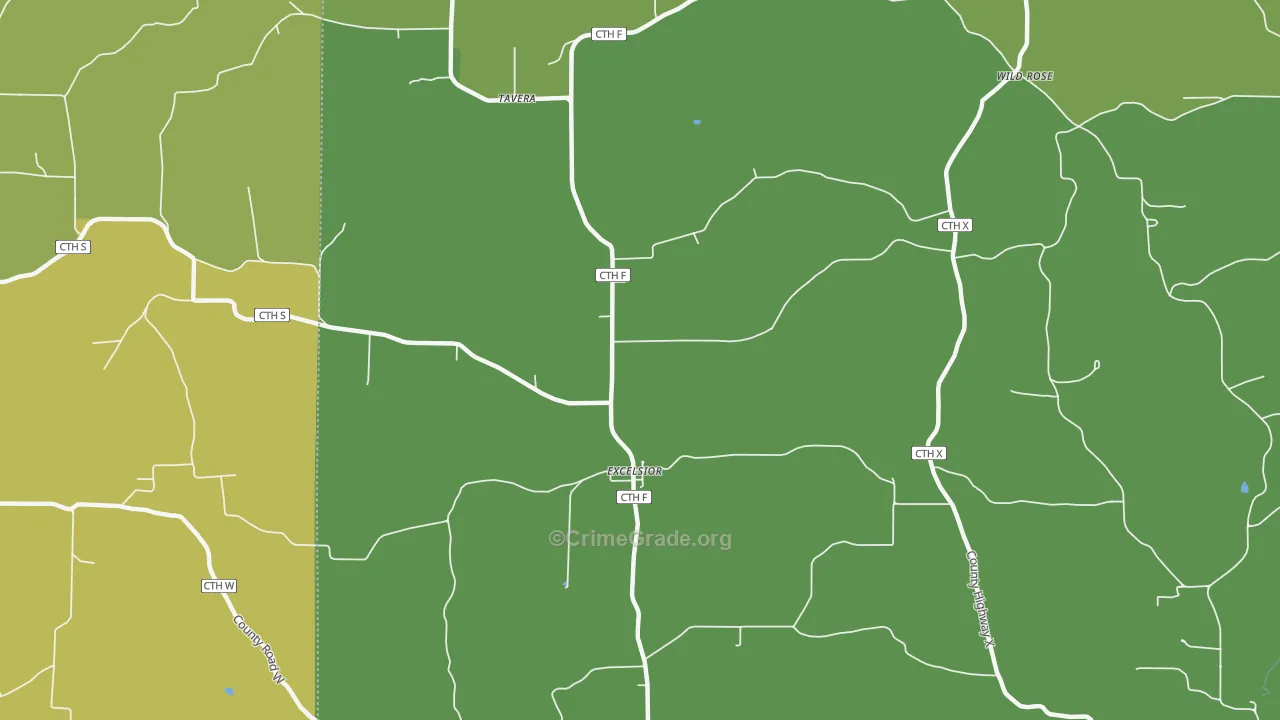 Excelsior, WI Map of Vehicle Theft Rates