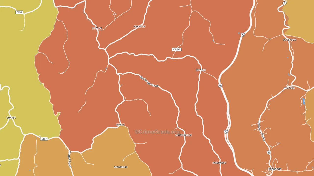 Exchange, WV Map of Vehicle Theft Rates