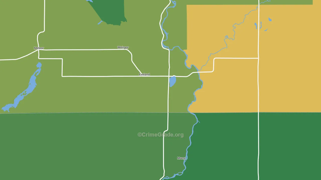 Exeland, WI Map of Vehicle Theft Rates