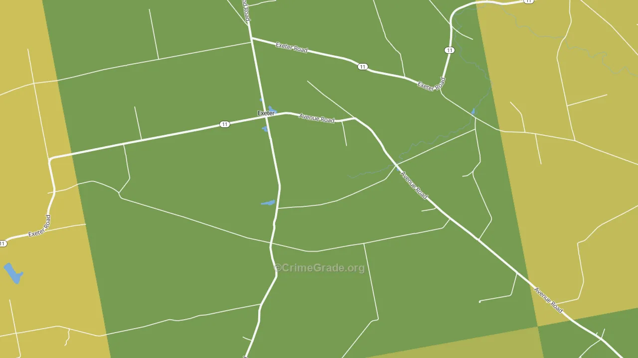 Exeter, ME Map of Vehicle Theft Rates