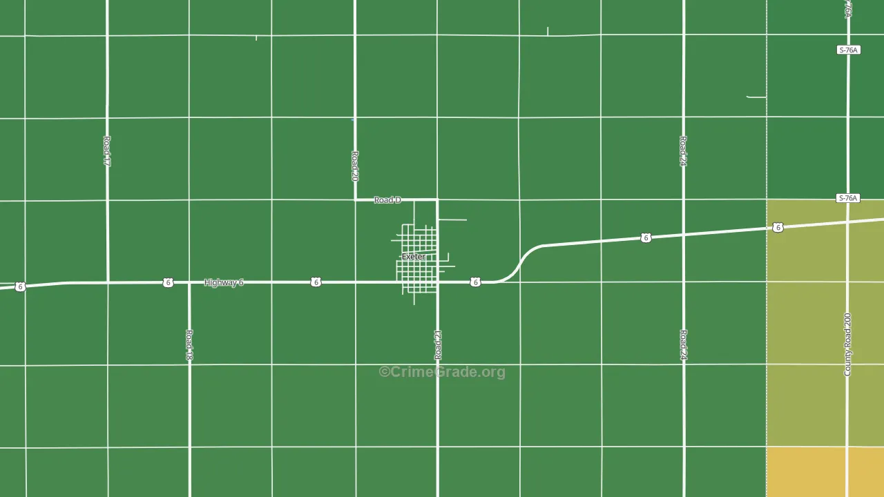 Exeter, NE Map of Vehicle Theft Rates
