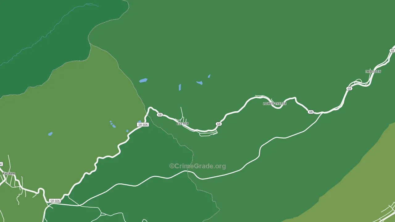 Exeter, VA Map of Vehicle Theft Rates