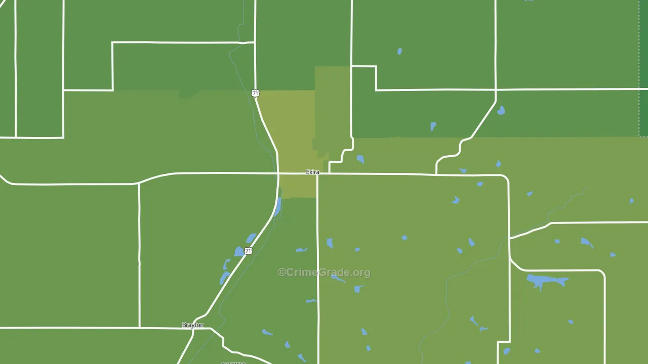 Exira, IA Map of Vehicle Theft Rates