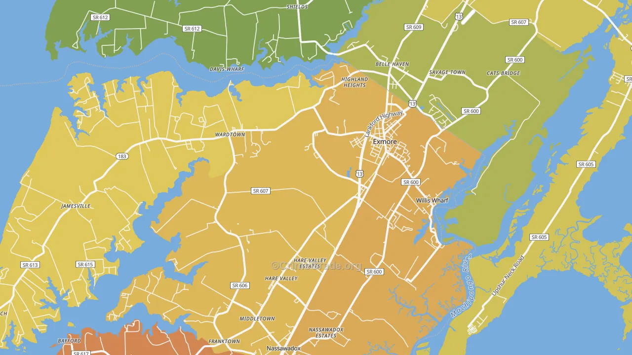 Exmore, VA Map of Vehicle Theft Rates