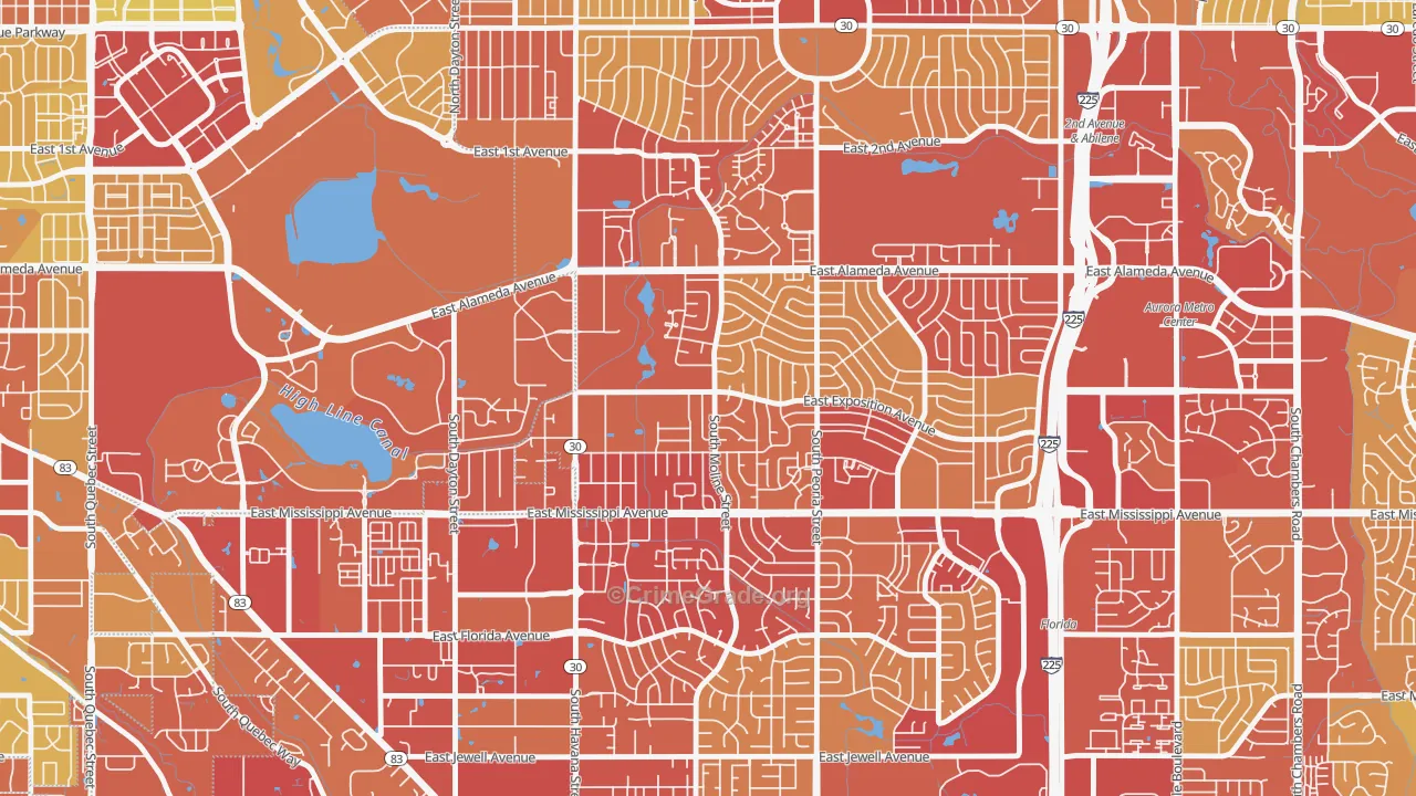 Expo Park, Aurora, CO Map of Vehicle Theft Rates
