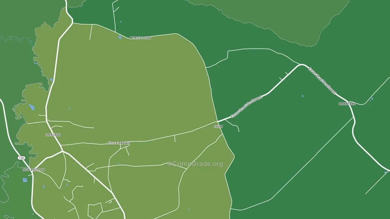 Exum, NC Map of Vehicle Theft Rates