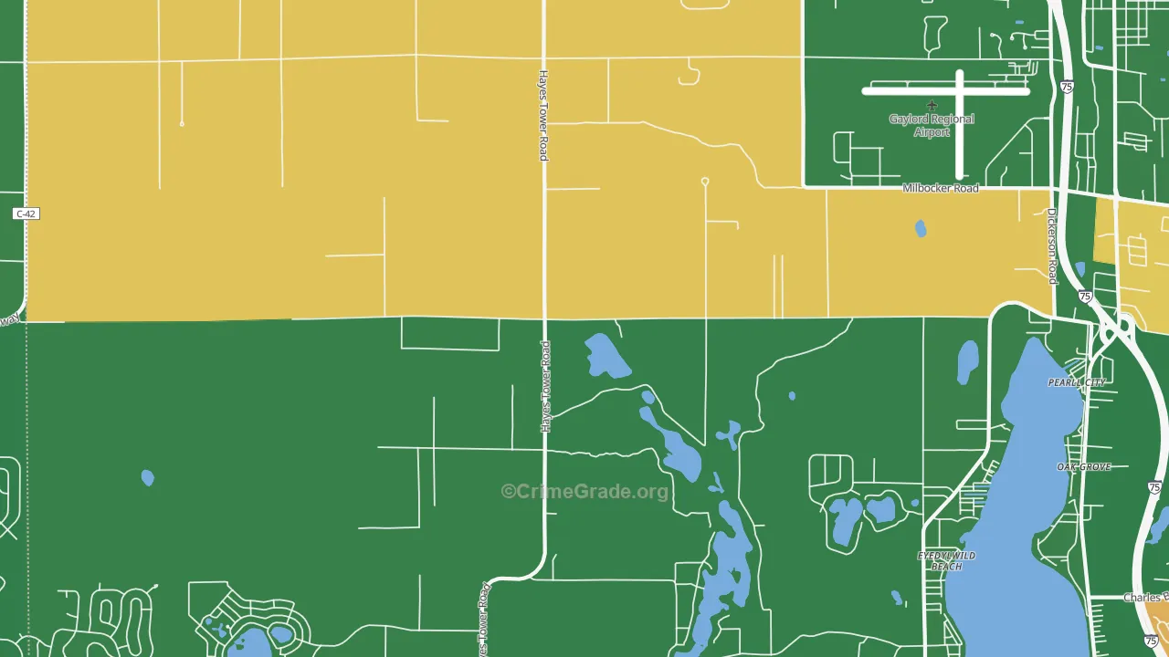Eyedylwild Beach, MI Map of Vehicle Theft Rates