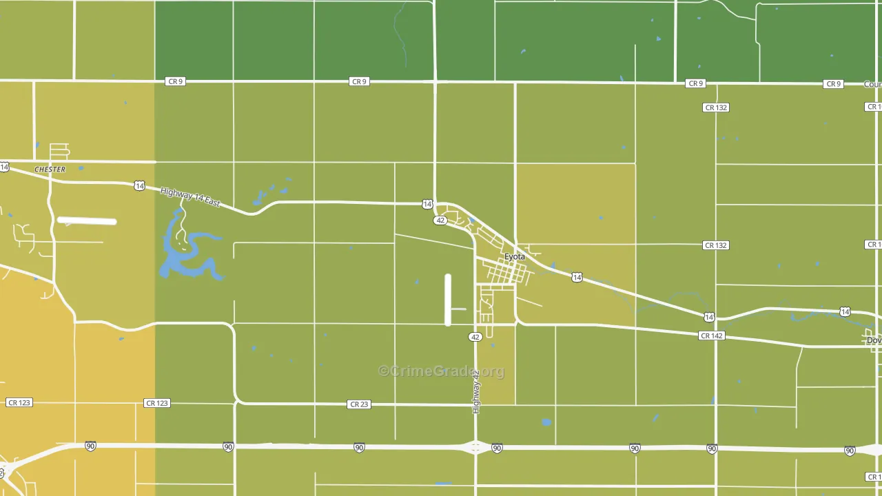 Eyota, MN Map of Vehicle Theft Rates
