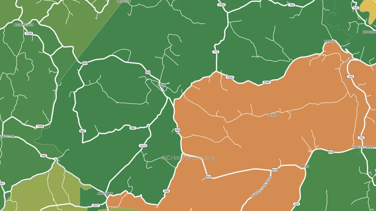 Ezel, KY Map of Vehicle Theft Rates