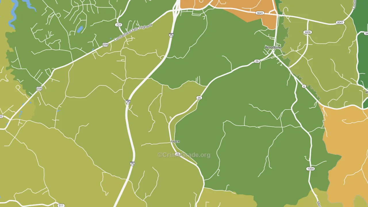 Faber, KY Map of Vehicle Theft Rates