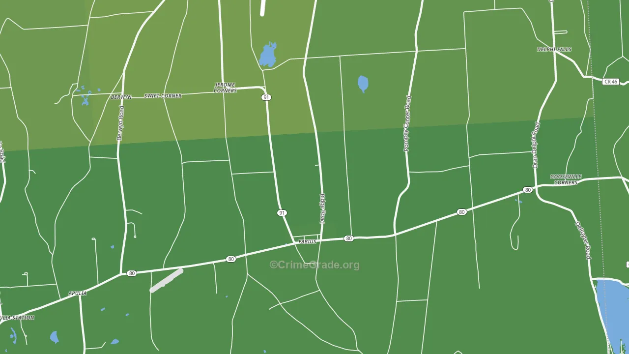 Fabius, NY Map of Vehicle Theft Rates