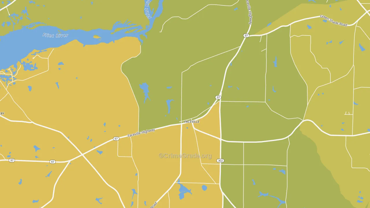Faceville, GA Map of Vehicle Theft Rates